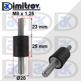 Антивибрационен тампон М 8 x Ø20 x 25 mm